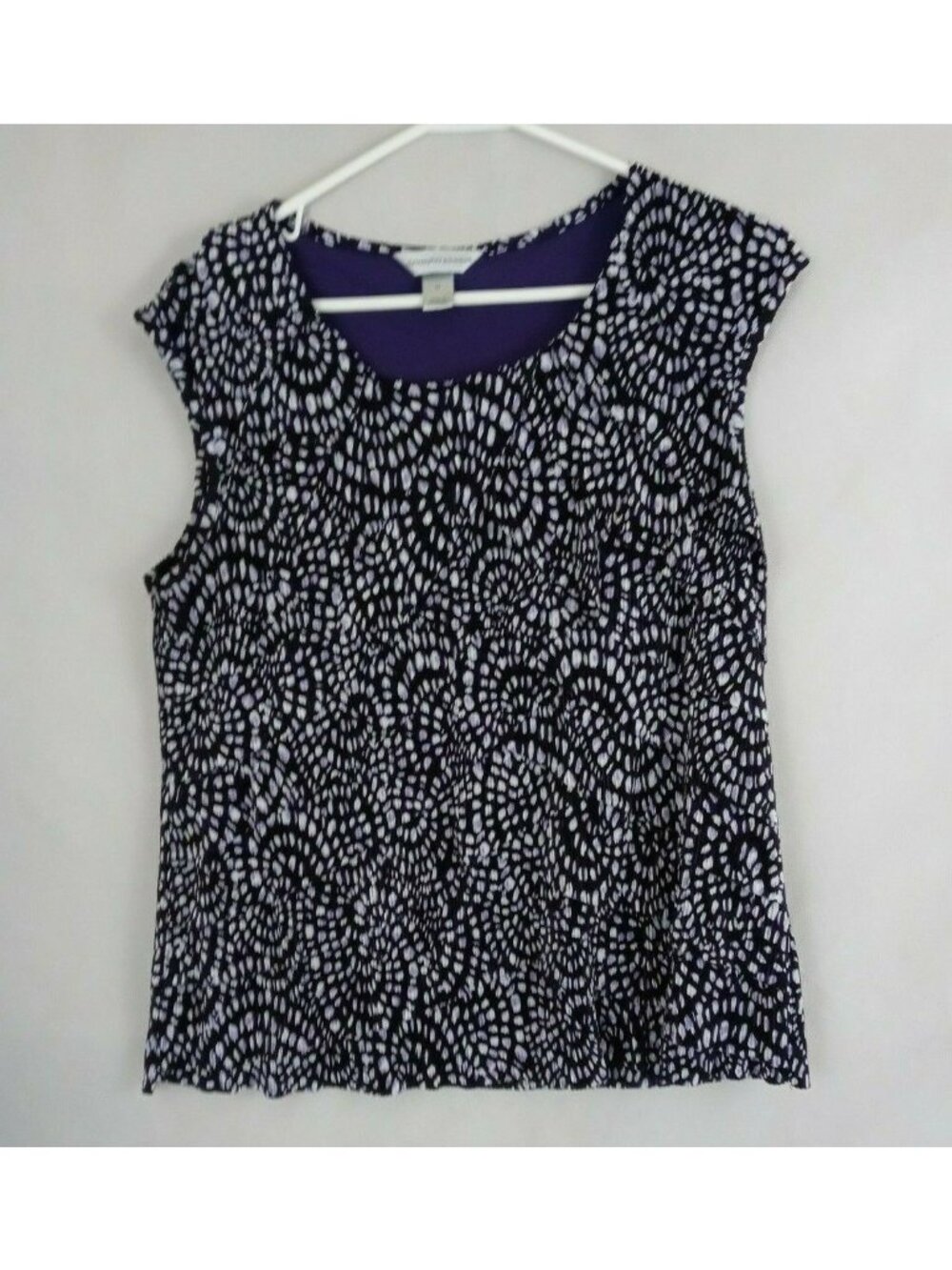 Christopher & Banks Purple & White Sleeveless Ruffled Blouse Size Medium